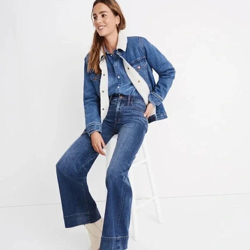 Madewell Oversized Denim Jacket Donaway Wash Sherpa Edition XXS